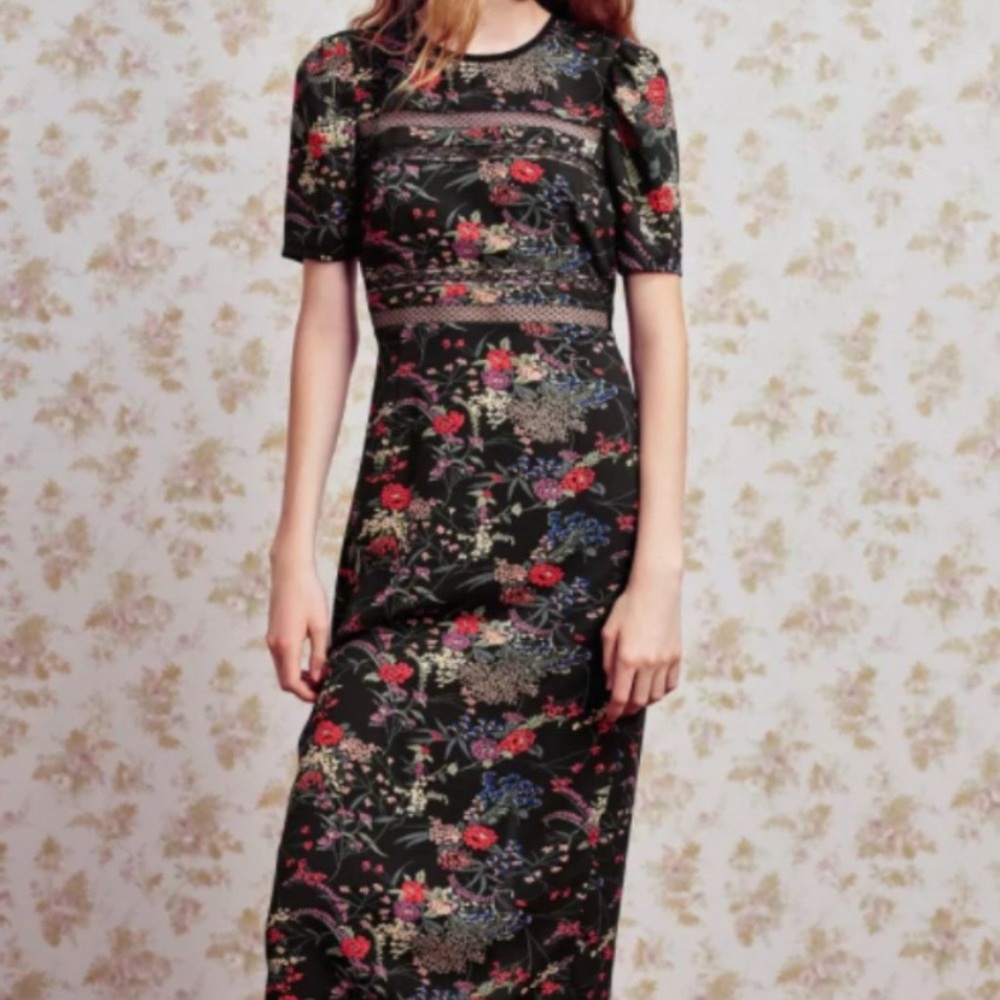 Urban Outfitters Black Sheath Dress with Puff Sleeves